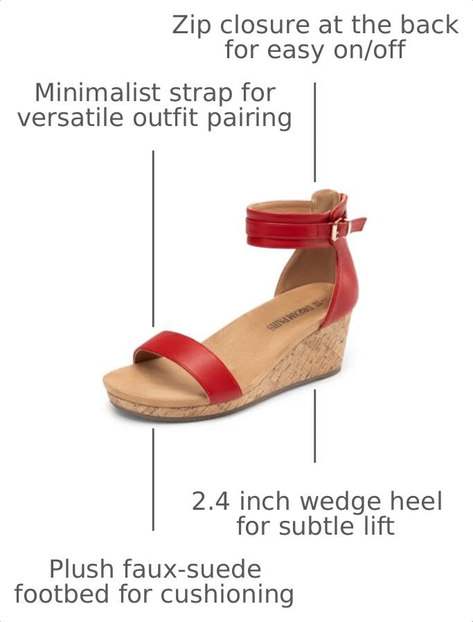 Image of DREAM PAIRS Women's Open Toe Buckle Ankle Strap Platform Wedge Sandals Summer Shoes.