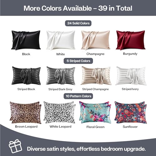 Image of MR&HM Satin Pillowcase for Hair and Skin, Silk Satin Pillowcase 2 Pack, Queen Size Pillow Cases Set of 2, Silky Pillow Cover with Envelope Closure (20x30, Space Grey)
