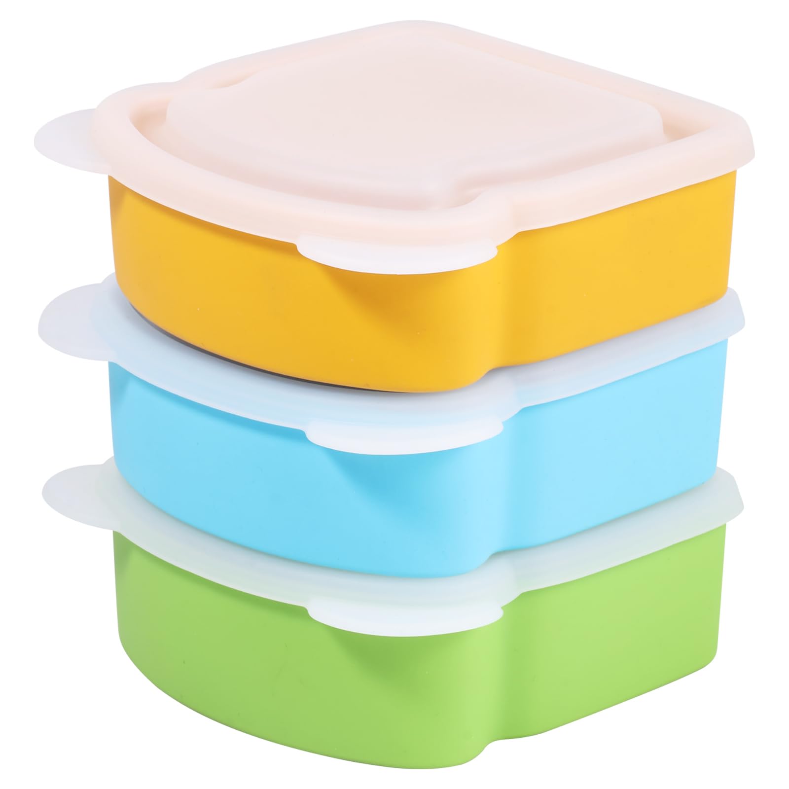 Yunyouc 3Pcs Toast Shaped Sandwich Containers, Silicone Sandwich Boxes For Bread Slice, Reusable Sliced Toast Box, Dishwasher And Microwave Safe Bread Container For Home, School, Restaurant(3Pcs)