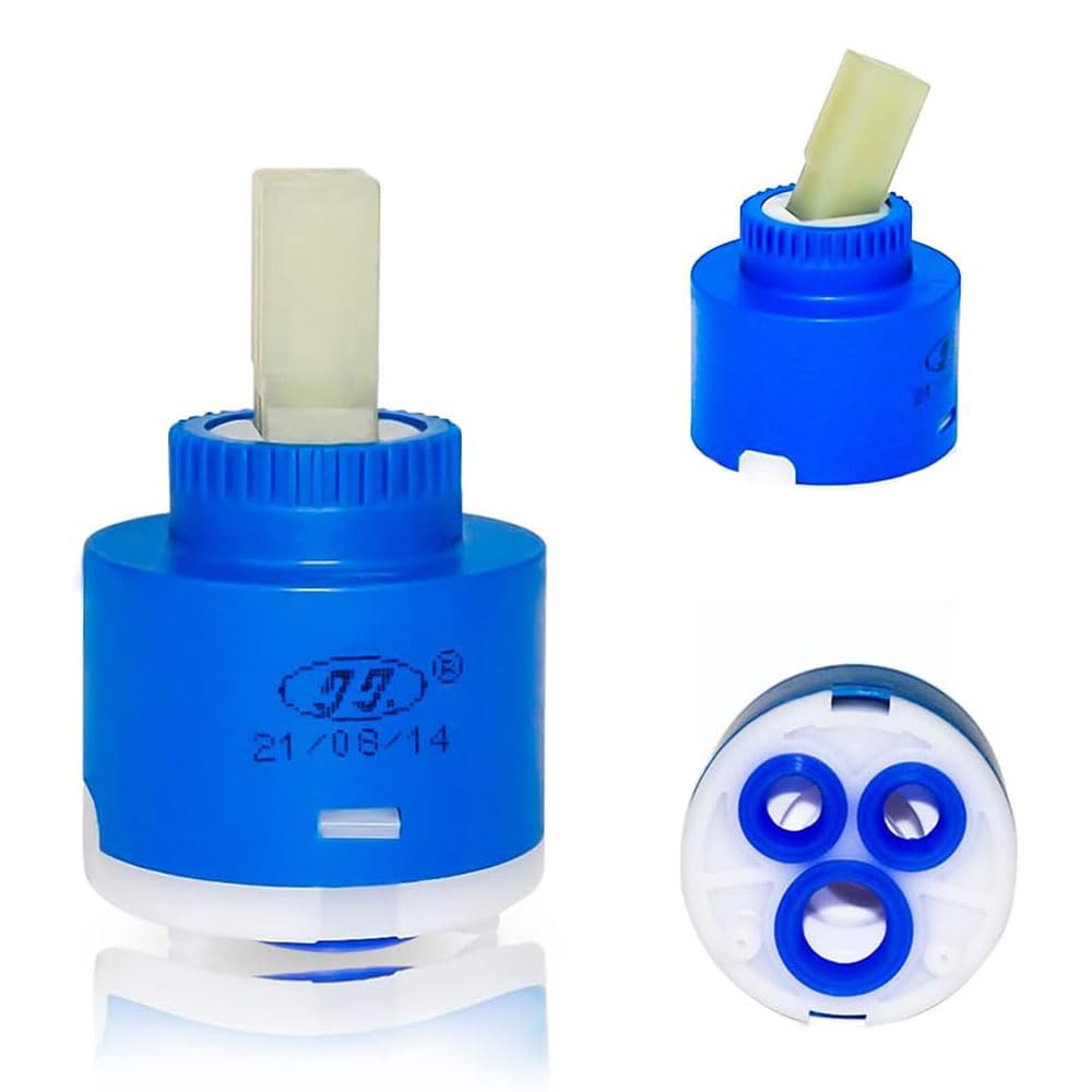 2 Packs Plastic Mixer Tap Cartridges Ceramic Faucet Cartridge Faucet Valve for Bathroom or Kitchen Inner Control Faucet Valve Repair Replacement Blue 35mm/40mm