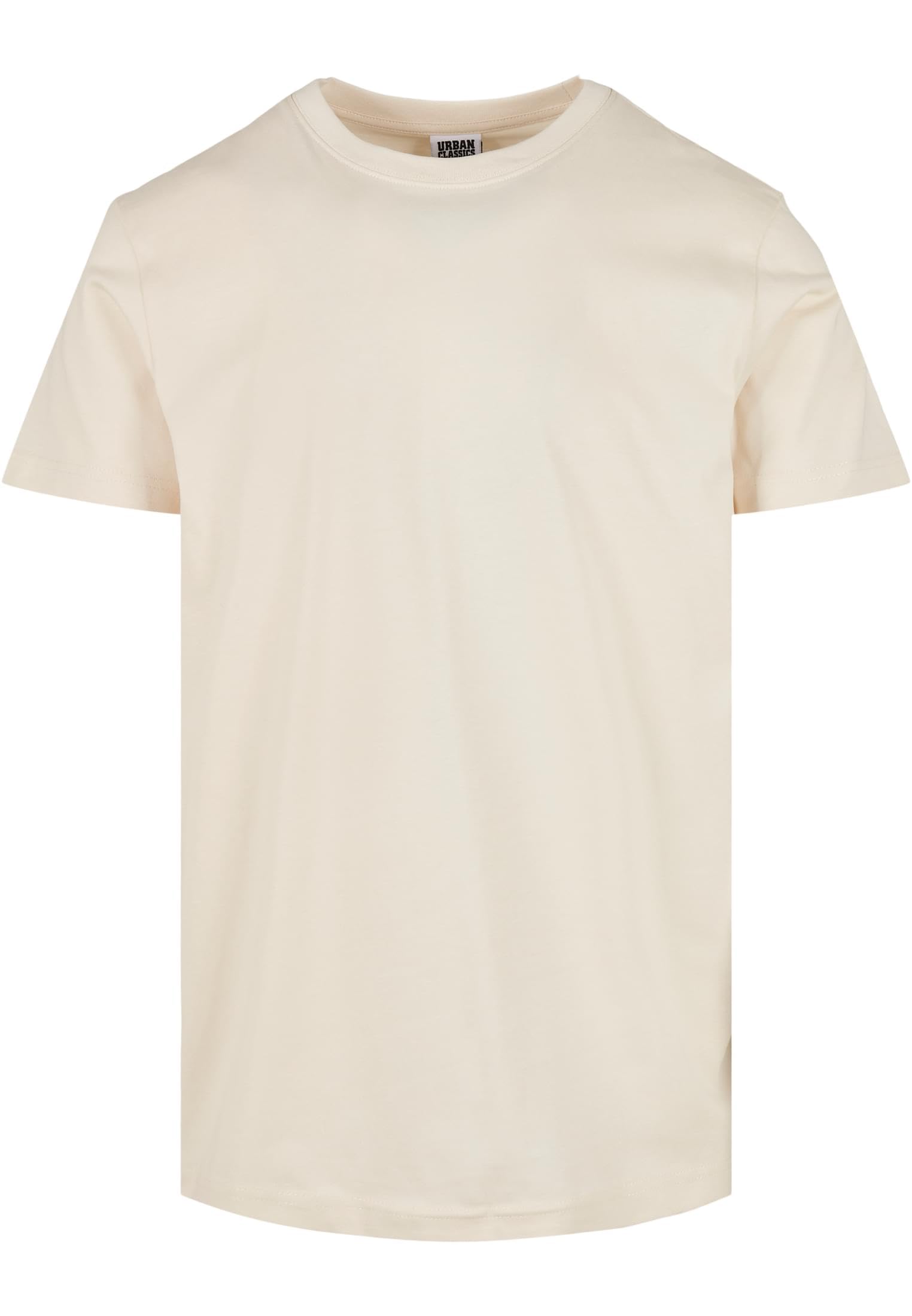 URBAN CLASSICS Stretch T-Shirt with Round Neckline, Basic Tee with Figure-Hugging Cut, Short-Sleeve Elastic Men's T-Shirt, Regular Fit, 100% Jersey Cotton, Colour: Whitesand, Size: L