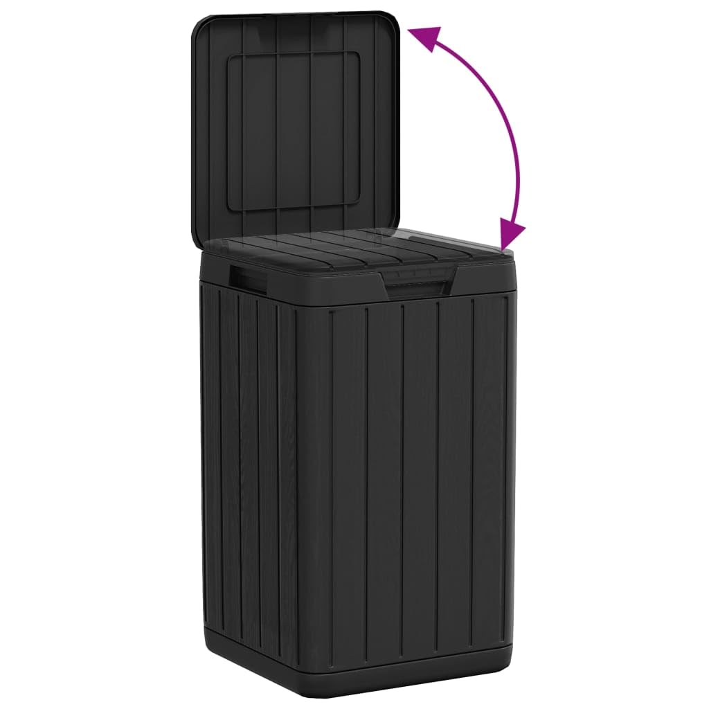Poubelle d'extérieur anthracite en polypropylène robuste avec capacité de 80 l, aspect bois, couvercle contre les odeurs et les animaux, idéale pour le jardin, la maison, le recyclage et l'élimination