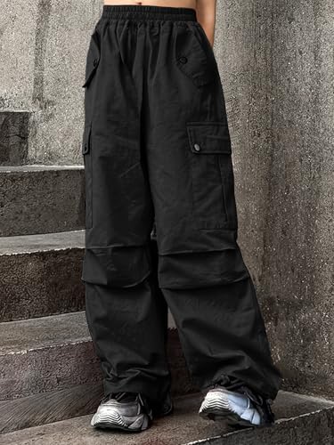 Image of Girls Versatile Casual Solid Cargo Jogger Pants Flap Pockets 6-12 Years