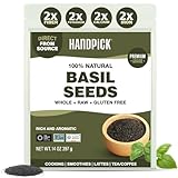 HANDPICK Holy Basil Seeds (397g/14oz) | 2x More Fiber than Chia | Edible Basil Seeds, Gluten free, Raw Sabja, Tukmaria Seeds | Prebiotic | Packed in Resealable Zip Lock Pouch