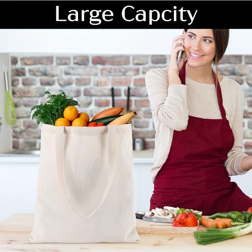 Organix-6122448-Pack-100-Cotton-Tote-Reusable-Grocery-Bag-Lightweight-Medium-Shopping-BagsSuitable-for-DIY-Advertising