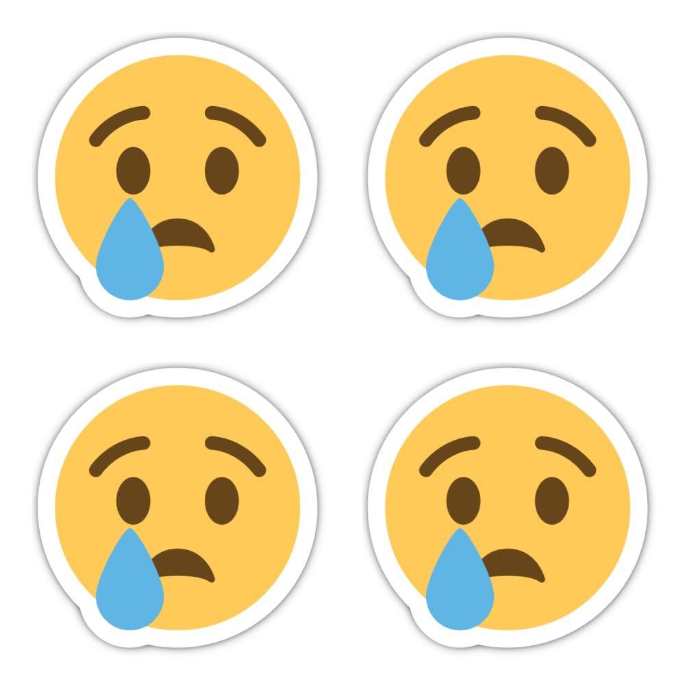 Havati Vibe Laminated Sticker 4 X 75Mm S - Large Emoji Sad With Tear - Heavy Duty Sticker