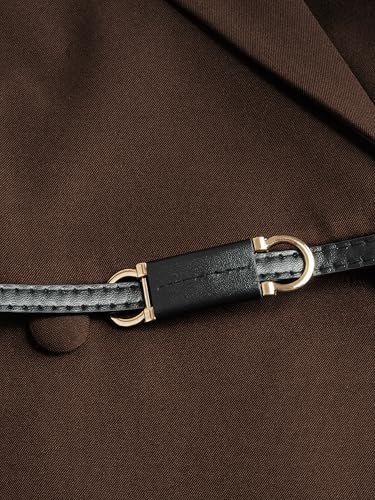 CIDER Work Office Outfits Ladies Long Sleeve V Neck Mini Dress with Belt Middle Waist2