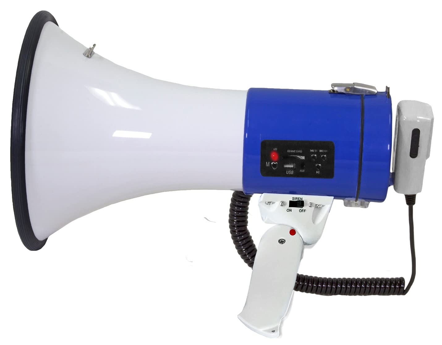 Technical ProPortable Lightweight 75-Watt Megaphone Bullhorn w Siren, Detachable Microphone & Strap - Professional Outdoor Voice for Police & Cheer Leading