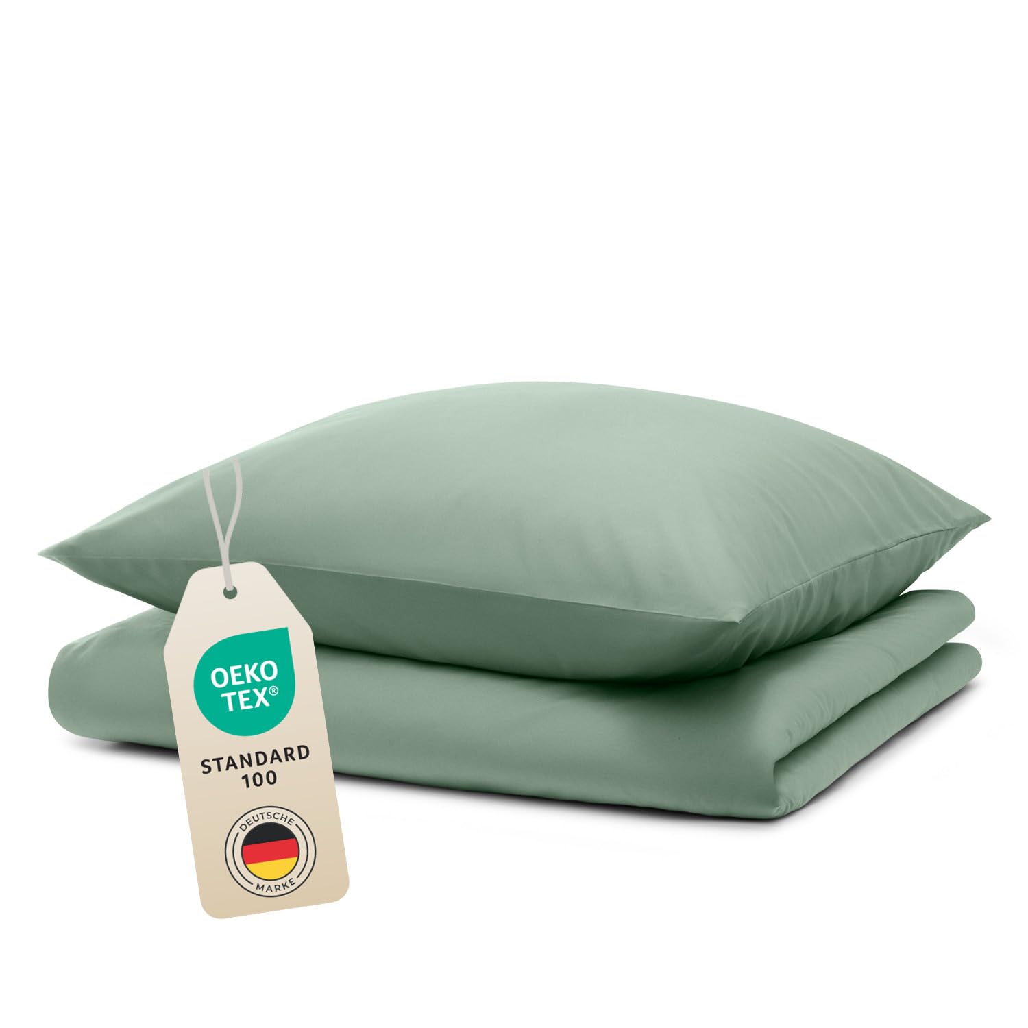 Blumtal Bettwäsche 135x200cm + 40x80cm Kopfkissenbezug - OEKO-TEX zert. Mikrofaser Bettwäsche Set - Mikrofaser Bettbezug bis 95 °C - Deckenbezug + Kissenbezug 2-teilig - Sommerbettwäsche Sommer Grün