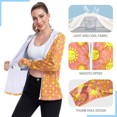 Chemise de soleil à manches longues pour femme, protection UV, fermeture éclair, douce et extensible, Sunny Face Floral, Taille XL – vue 5