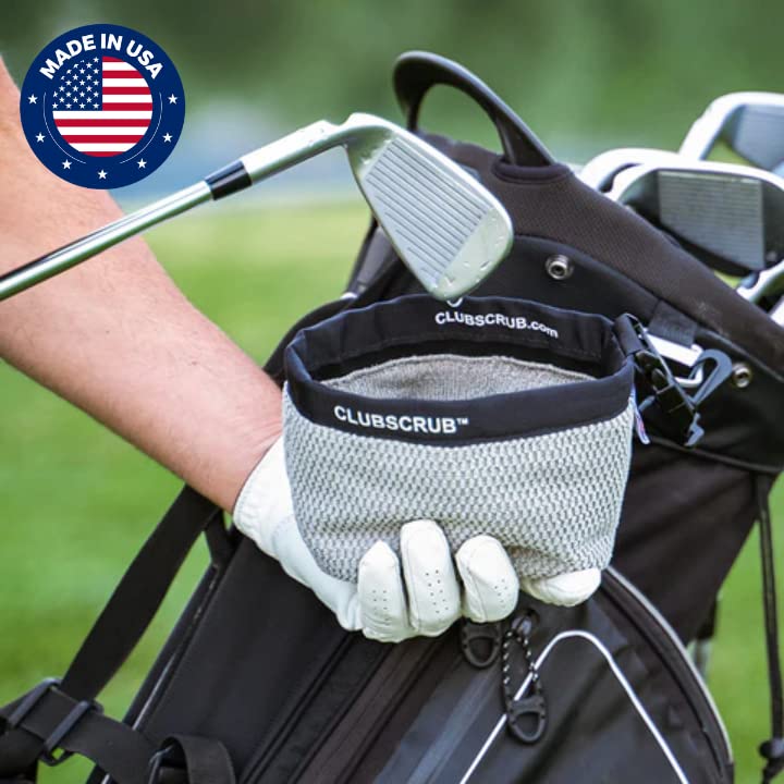 Image of Club Scrub Golf Club and Golf Ball Cleaning Bag, Waterproof Clean Face Technology Liner, Detachable Clip, Machine Washable, Cleans Club Grooves, Dry Exterior (Neoprene or Microfiber Option Available)