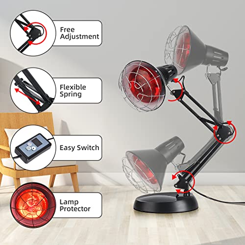 Okyna Infrared Red Light Therapy With Sturdy Base, Infrared Heat Lamp Device With 150W Bulb, Adjustable Near Infrared Light Heat Lamp Set For Body Neck Shoulder Joints Back Pain Relief(Black) #TOP4
