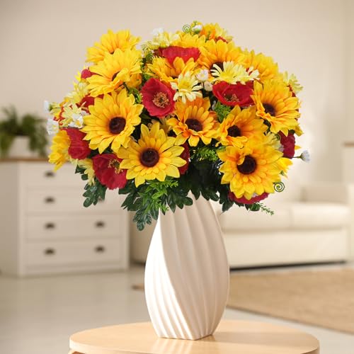 4-Bunches-Spring-Artificial-Sunflowers-Bouquet-Fake-Summer-Flowers-Floral-Arrangement-and-Faux-Grave-Flowers-for-Table-Wedding-Cemetery-Home-Garden-Party-Decoration 4 Bunches Spring Artificial Sunflowers Bouquet Fake Summer Flowers Floral Arrangement and Faux Grave Flowers for Table Wedding Cemetery Home Garden Party Decoration