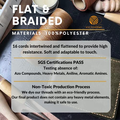 Victohome 100% Polyester Flat Waxed Threads, 150D/0.8Mm, 270Yards/247M. All-Purpose Threads Hand Sewing Leather Projects And Crafts. (Gray) #TOP4