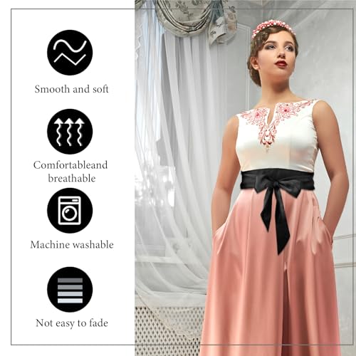 Sash Belt for Dresses Women Fabric Bridal Tie Long Wide Black Dress Waist Ladies Ribbon Bow for Wedding Party Bridesmaid3