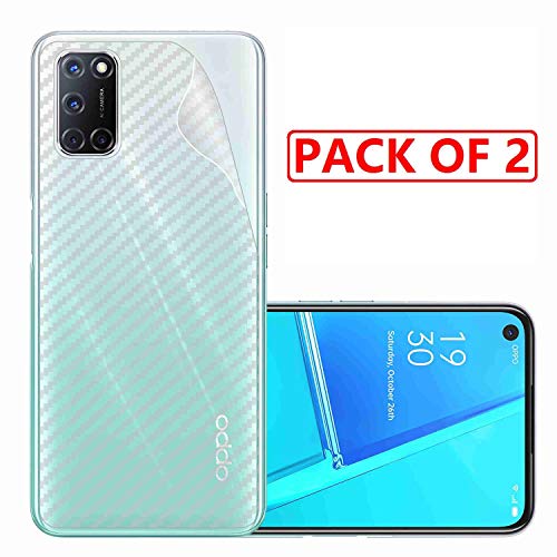 Image of Compatible with (Pack of 2) Oppo A52 Back Screen Protective Film Carbon Fiber Skin Transparent Screen Guard Sticker