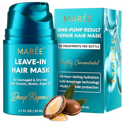 MAREE Deep Conditioning Leave-In Hair Mask for Damaged Hair Keratin Hair Treatment with Biotin Natural Oils & Vitamins Leave-In Conditioner for Repair and Hydration Color Glazers