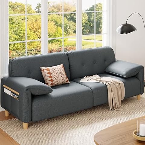 ANCTOR Couches for Living Room, Comfy Recliner Loveseat Sofas with Pillow Top Arms, Storage Pockets, Deep Seat, 79" 2-Seater Modern Couch, Apartment Lounge, Easy to Install (Dark Grey) Cover