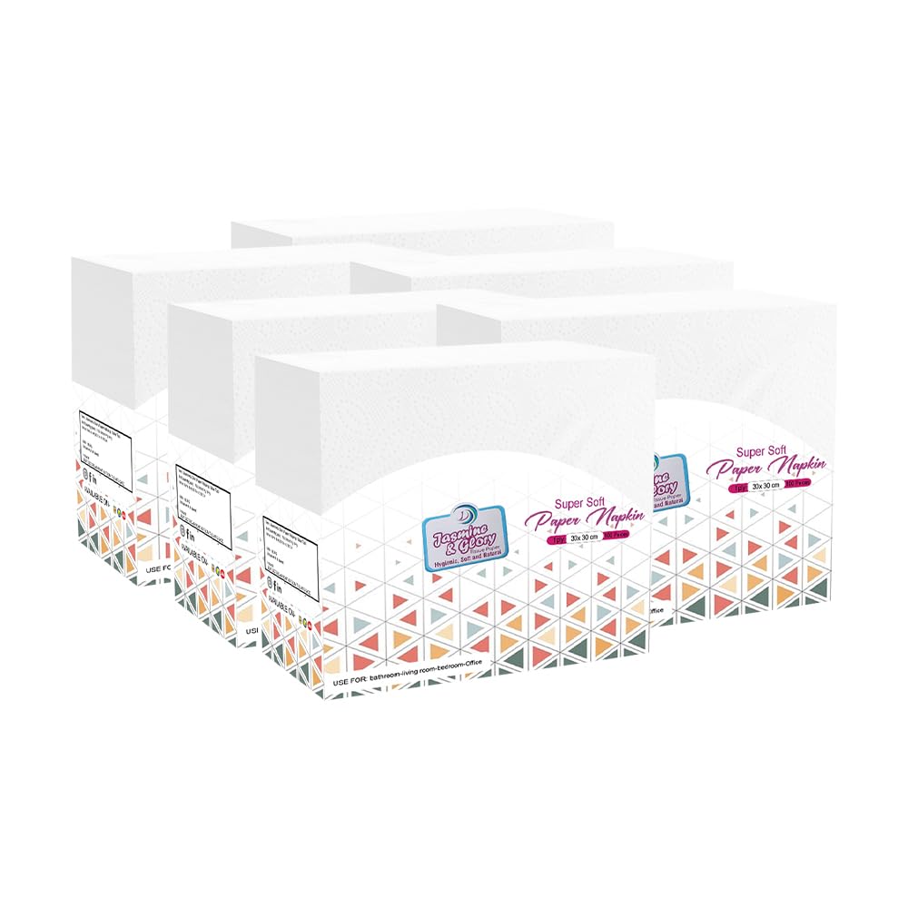 JASMINE & GLORY 2 Ply Tissue Paper Napkins for Dining Table - Pack of 6 (50 Pulls Per Pack, 300 Sheets) (B0CYQ34Z41) Amazon Price History, Amazon Price Tracker