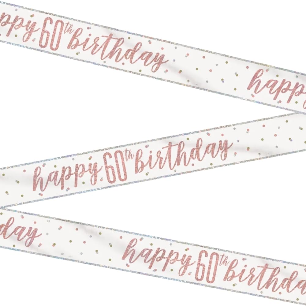 9ft Glitz Rose Gold Foil Banner ""Happy 60th Birthday""