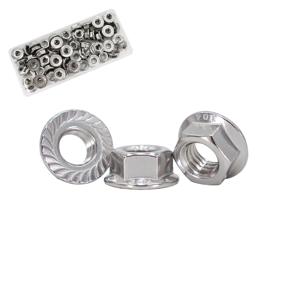 Stainless Steel Flange Nuts - 20 Pack M8 -7