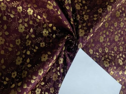 Brocart de soie doré bordeaux pour confectionner vos robes de soirée uniques