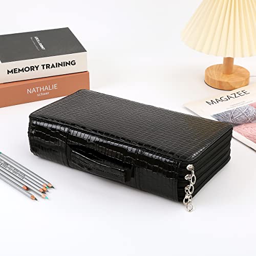 Image of Colored Pencil Case - 300 Slots Pencil Holder with Zipper Closure PU Leather Large Capacity Pencil Case for Watercolor Pens or Markers, Pencil Case Organizer for Artist