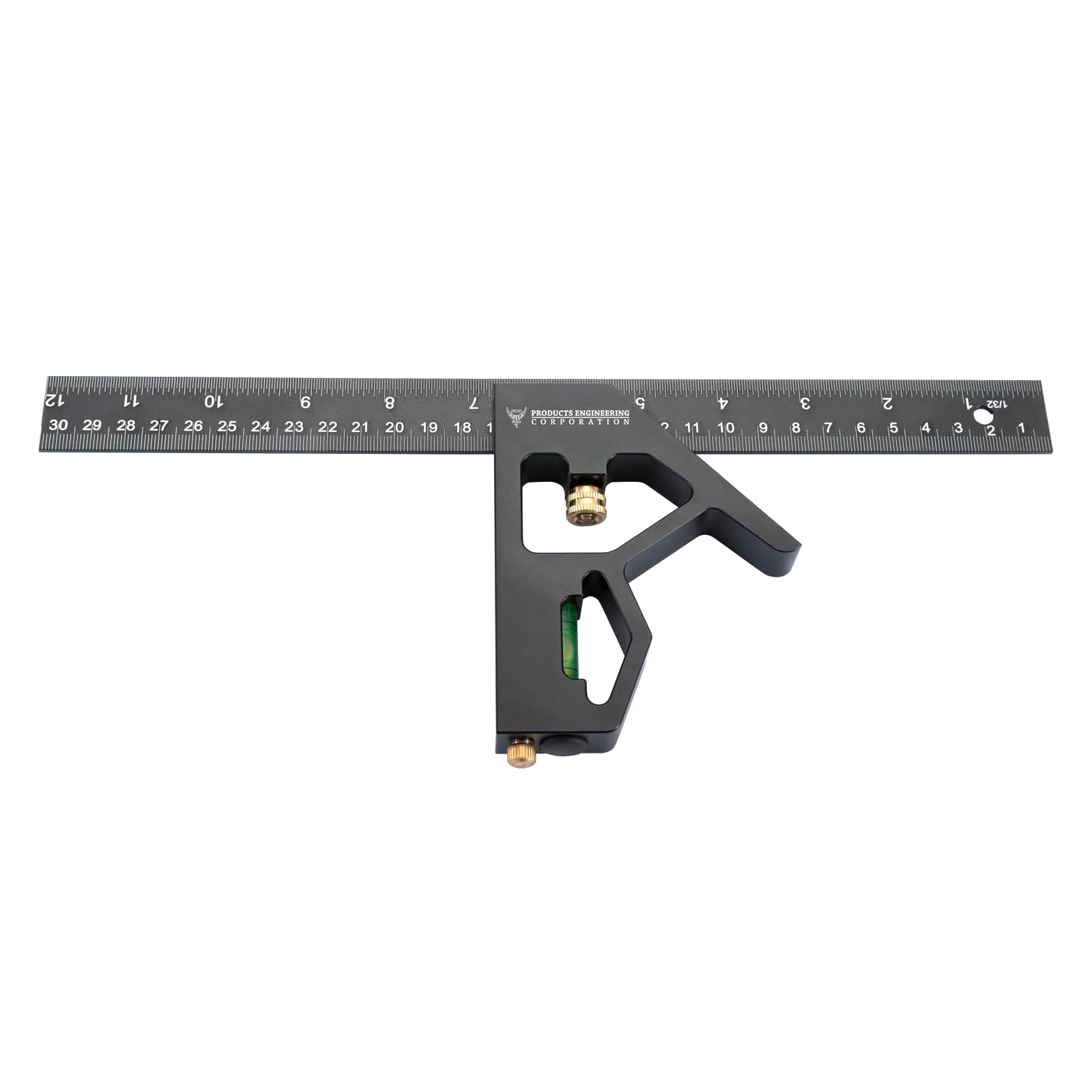 PEC Tools 2-Piece 12" Aluminum Combination Square Set - with Bubble Level and Draw Pin, Laser-Etched Markings for Accurate Measurement, Includes Both Inch&mm, Measuring Tool for Woodworking-image-22