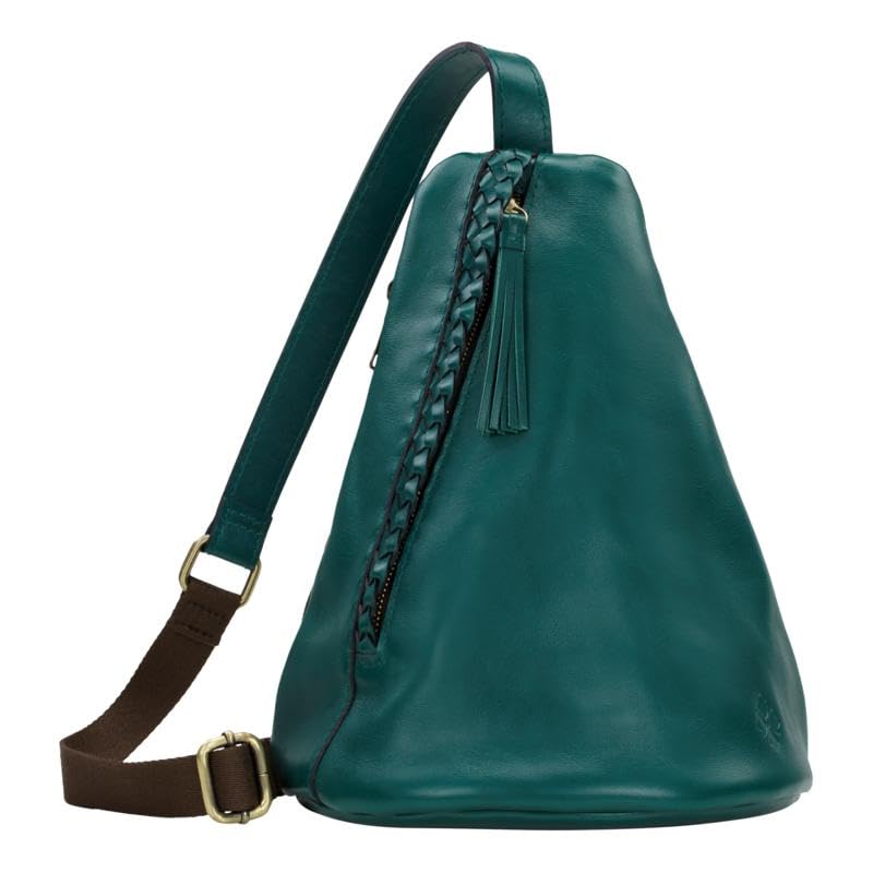 Patricia Nash IVA Nell Leather Sling Handbag with Braided Detail, 9.37L x 5.5W x 11.75H inches
