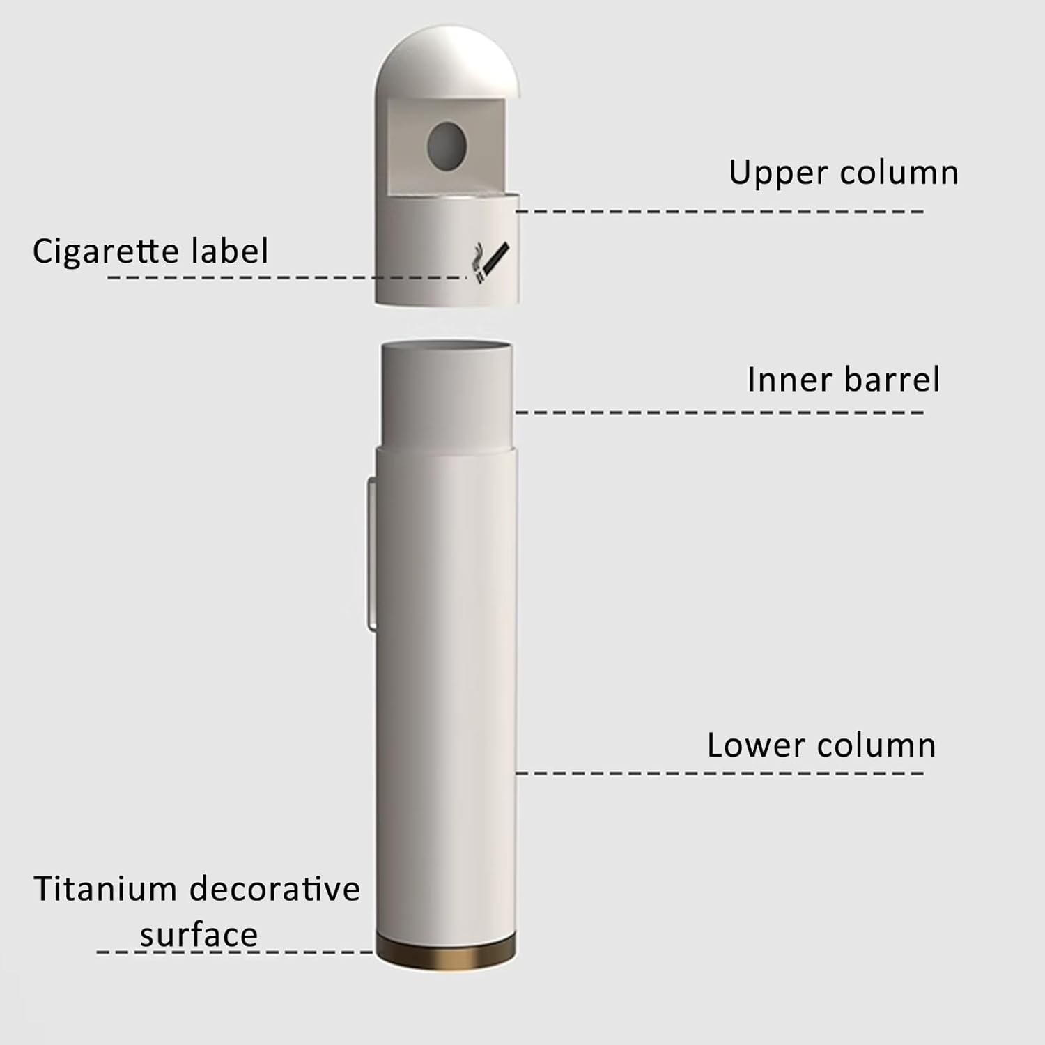 Wall Mounted Standing Ashtray with Lid, Cigarette Disposal Outdoor, Stainless Steel Butt Receptacle with Inner Bucket, Lockable Cigarettes Butt Container for Bar(Black)