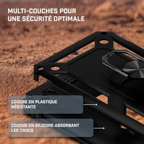Coque Google Pixel 10 hybride TPU antichoc noire mate avec support ONEFLOW - 4