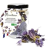  Mirontaine - Pot de Mauve Séchée Bio - Décoration Fleurs Alimentaires Naturelles pour Pâtisseries - Déco Comestible & Végétale - Biologique - Fabriqué en France - 1,5g - 418