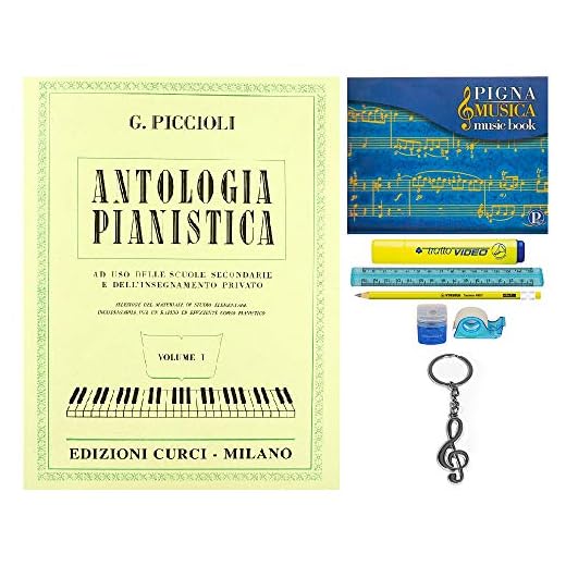 Piccioli - Antologia Pianistica (Vol. 1) | Kit Cancelleria - Portachiavi in acciaio a forma di Chiave di Violino in Omaggio