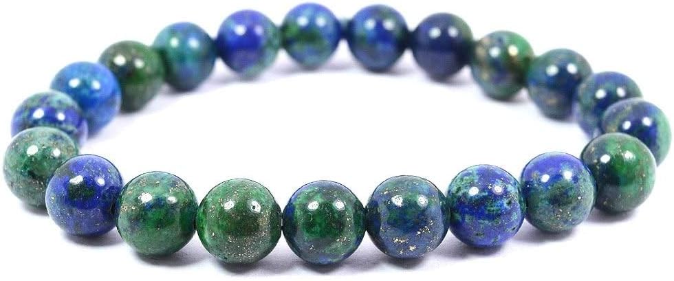Reiki Crystal Products Natural Azurite Bracelet 8mm for Reiki Healing and Vastu Correction Protection Concentration Spirituality and Increasing Creativity