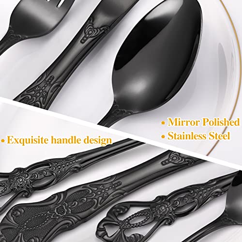 Gorgeous-Retro-Royal-Black-Silverware-Set-For-8OIULO-40-Pieces-Flatware-Service-8Stainless-Steel-Anti-rust-Dark-Fine-Vintage-Utensils-Forks-Spoons-KnifeAntique-Baroque-CutleryMirror-Dishwasher Gorgeous Retro Royal Black Silverware Set For 8OIULO 40 Pieces Flatware Service 8Stainless Steel Anti rust Dark Fine Vintage Utensils Forks Spoons KnifeAntique Baroque CutleryMirror Dishwasher