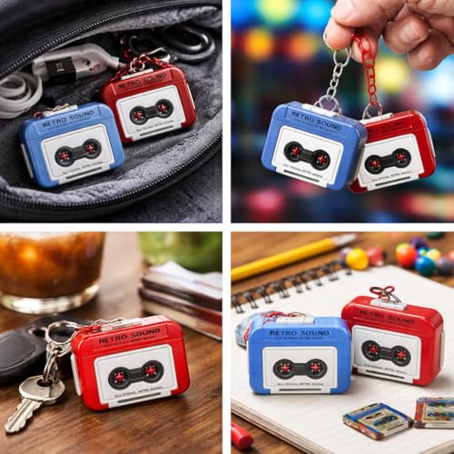 Image of Retro Tape Recorder Keychain with 15 Seconds Recording (Pack of 1) (Multicolor) | Mini Vintage Cassette Style Keyring | Key Holder for Car, Bike, Backpack | Unique Gift for Music Lovers