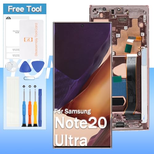 OLED Screen Replacement for Samsung Galaxy Note20 Ultra 4G/5G SM-N985 SM-N986 6.9“ LCD Display Touch Digitizer Glass Assembly - Black with Frame - Tools