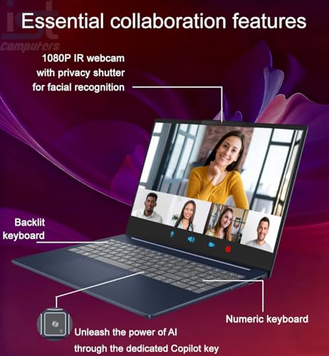Image of Lenovo Slim 5 Touchscreen Laptop (16 inch FHD+, AMD Ryzen AI 5 340 (>i7-1355U), 16GB DDR5, 512GB SSD) Copilot+ PC for Business, Home, IR Webcam, Backlit, 11-Hr Battery Life, IST hub, Wi-Fi 7, Win 11 Home