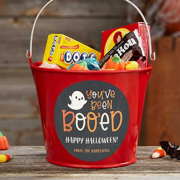 Universe You've Been Boo'ed Large Pink Personalized Treat Bucket - Custom Halloween Treat Bucket, Personalized