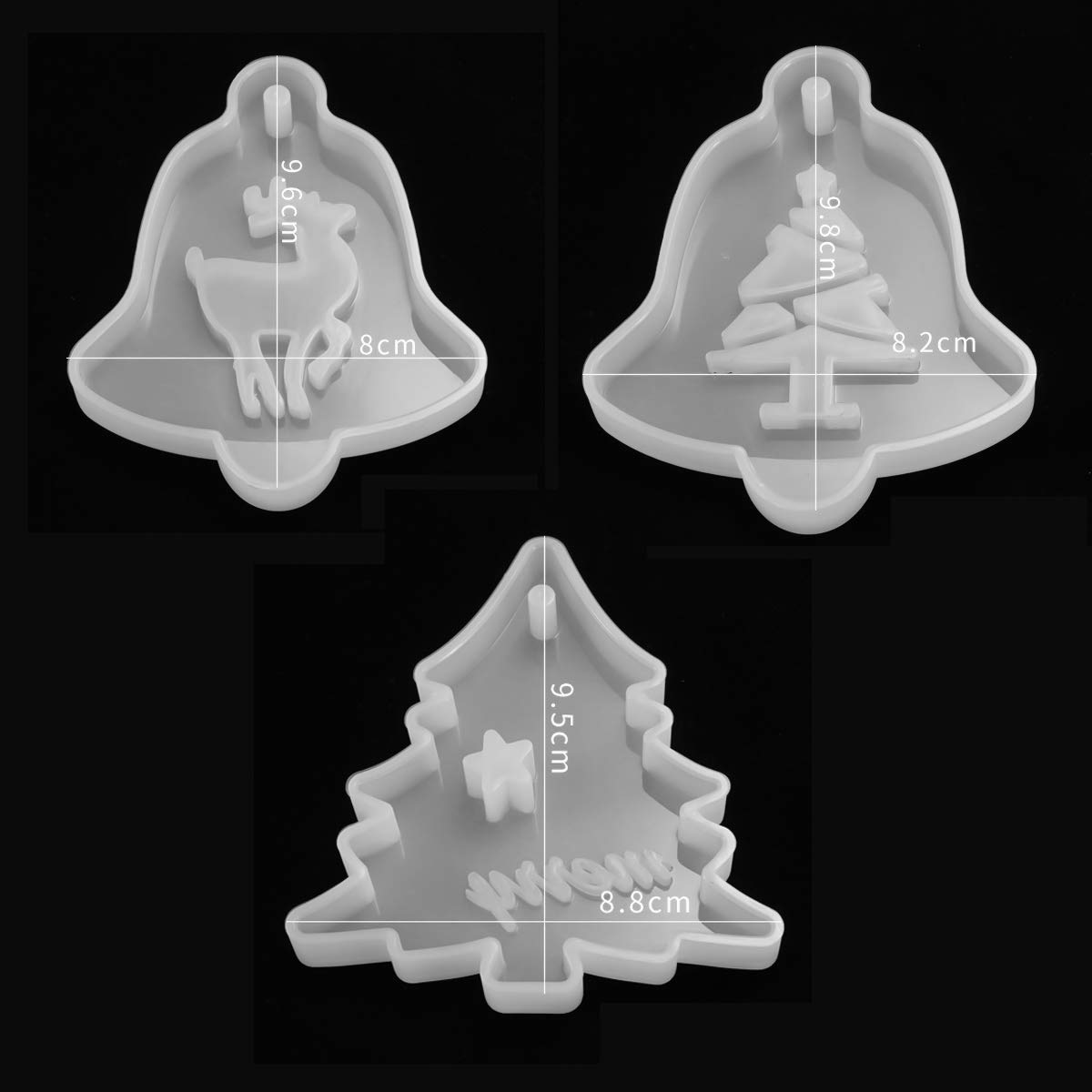 Stampi In Silicone Per Resina Natalizia - 4 Pezzi Con Foro Per Appendere, Per Ciondoli Fai Da Te - Foto 12