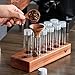 KNODOS Single Dose Coffee Bean Storage Tubes Coffee Bean Cellar 10 Pcs Dosing Glass Vials With Lids (2 Oz) Wooden Display Stand And Funnel