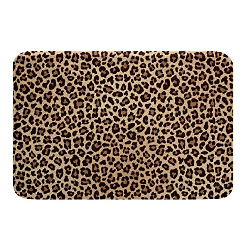 Schwarz Braun Leopard Drucken rutschfest Badezimmerteppich Damen Gepard Drucken Badematte 50x80cm...