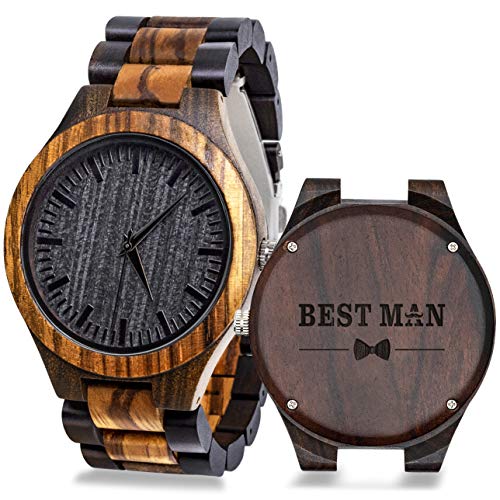 Product Image of the kullder Groomsmen Gifts for Wedding Personalized Engraved Watch for Best Man Mens Custom Wooden Watches for Men Personalized Best Man Gifts Ideas