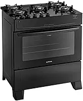 Fogão Atlas 5 Bocas preto Mônaco Top Glass com Acendimento automático - Bivolt