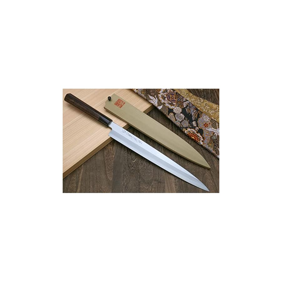 Yoshihiro Shiroko High Carbon Steel Kasumi Yanagi Rosewood Handle Sushi Sashimi Chef Knife (11.8'' (300mm))