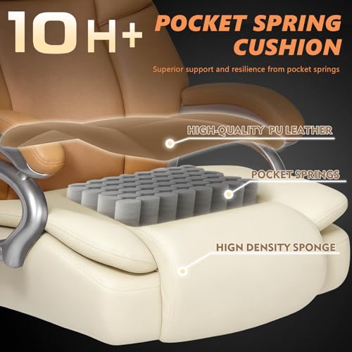 Image of Indulgear 500lbs Big and Tall Office Chair for Heavy People,Heavy Duty Comfy Office Chair,High Back Executive Computer Chair with Lumbar Support, Rubber Wheel