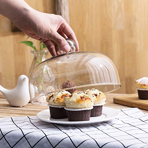 Mygift 8.7 Inch Round Glass Cake Dome Cover, Pastry Display Cloche With Knob Handle, Cake Stand Lid #TOP1