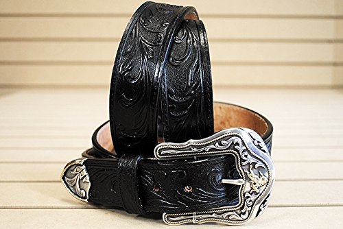 Tony Lama Men's Westerly Ride Leather Belt Reg and Big Black 423