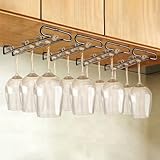 GeLive Set of 4 Cabinet Stemware Rack 10 Inch Under Shelf Wine Glass Holder Storage Hanger Organizer...