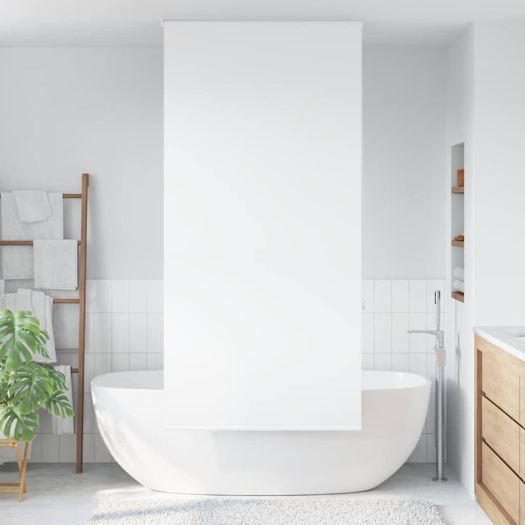 Vidaxl White Shower Roller Blind 110X240 Cm Fabric Width 106 Cm, Shower Blind, Rollup Shower Curtain, Bathroom Shower Blind, Shower Roller Shade